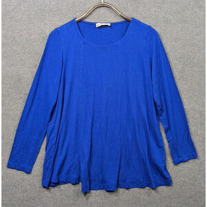 Noen Top Womens 10 Asymmetrical Lagenlook Lightweight Stretchy Modern Cobalt